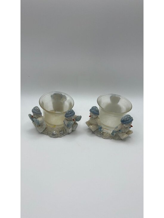 Other - Snowman Votive Candle Holders Set Of 2 Holiday Winter Decor